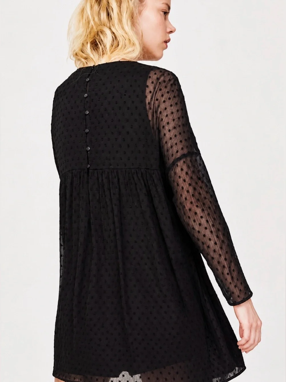 Zara Floral Embroidered Babydoll Mini Dress Size Small - Picture 5 of 9